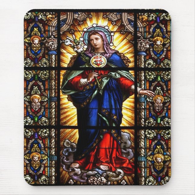 Beautiful Religious Sacred Heart of Virgin Mary Mouse Mat (Front)