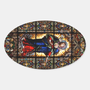 Beautiful Religious Sacred Heart of Virgin Mary Oval Sticker