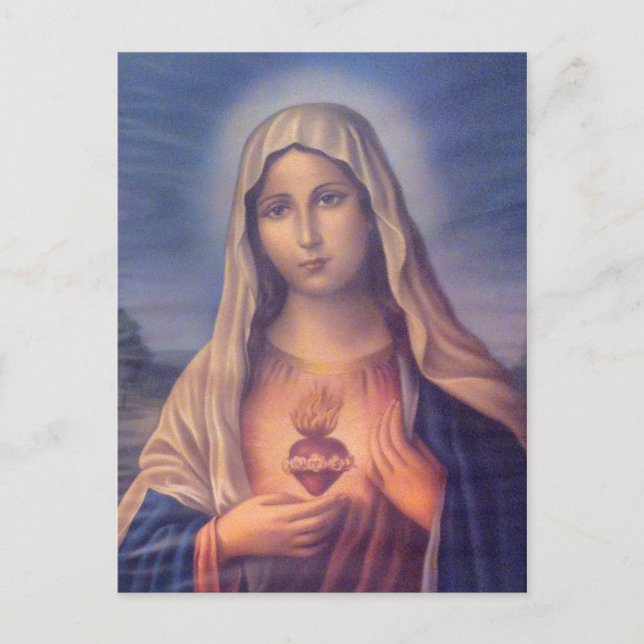 Beautiful Religious Sacred Heart of Virgin Mary Postcard (Front)