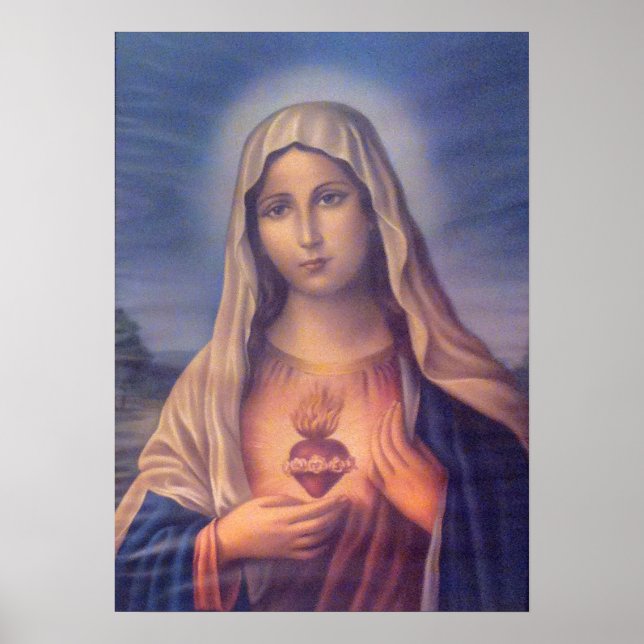 Beautiful Religious Sacred Heart of Virgin Mary Poster (Front)