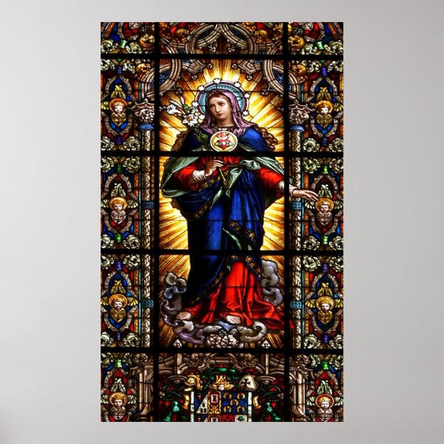 Beautiful Religious Sacred Heart of Virgin Mary Poster (Front)
