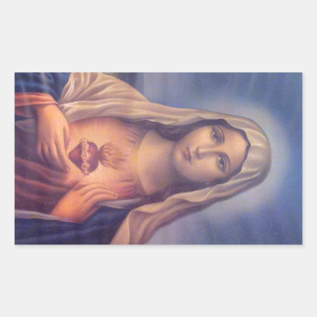 Beautiful Religious Sacred Heart of Virgin Mary Rectangular Sticker (Front)