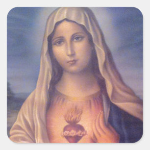 Beautiful Religious Sacred Heart of Virgin Mary Square Sticker