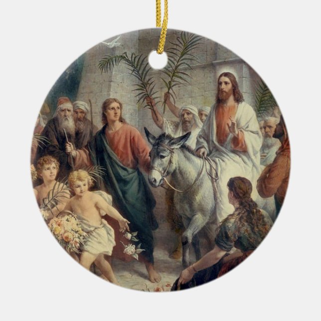 Beautiful Religious Scene Ceramic Tree Decoration (Front)