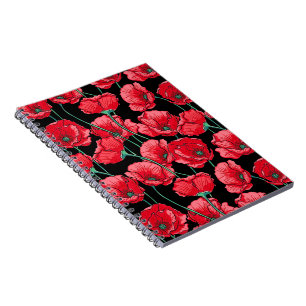 Beautiful Remembrance Red Poppy Pattern Notebook