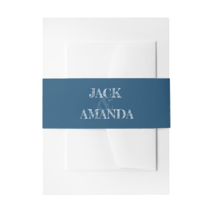 Beautiful Reto Classic Blue Wedding belly bands Invitation Belly Band