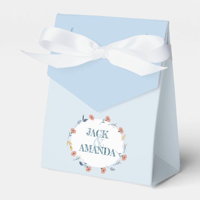 Beautiful Retro baby Blue Wedding Favours Box (Front Side)