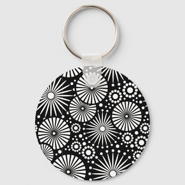 Beautiful retro black and white Keychain (Front)