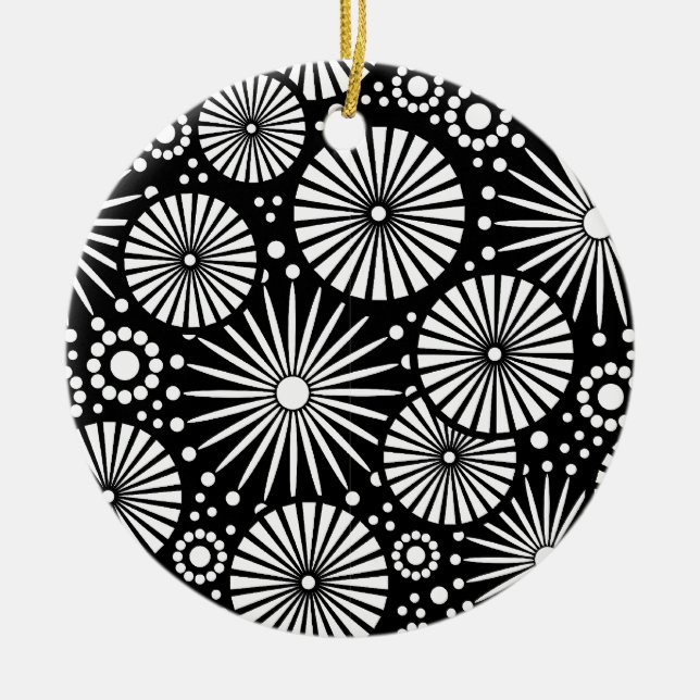Beautiful retro black and white Ornament (Front)
