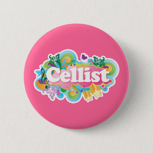 Beautiful Retro Cellist Music Gift 6 Cm Round Badge