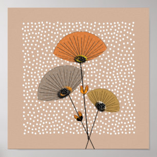 Beautiful Retro Flowers Illustration Poster