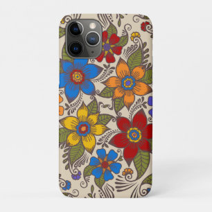Beautiful Retro Folk Art Floral Design iPhone 11 Pro Case