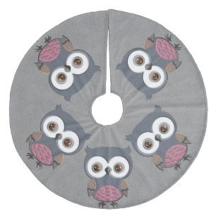 Beautiful Retro Owl Fleece Tree Skirt