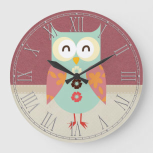 Beautiful Retro Owl Large Clock