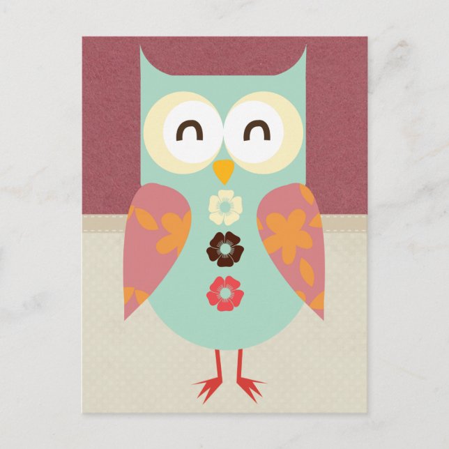 Beautiful Retro Owl Postcard (Front)