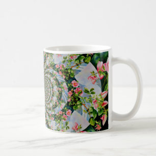 Beautiful retro pink red roses watercolor floral coffee mug