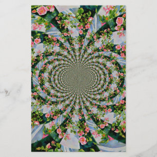 Beautiful retro pink red roses watercolor floral stationery