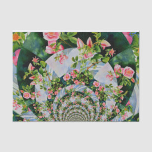 Beautiful retro pink red roses watercolor floral tissue paper