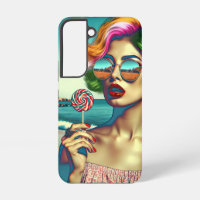 Beautiful Retro Pop Art Woman with Lollipop