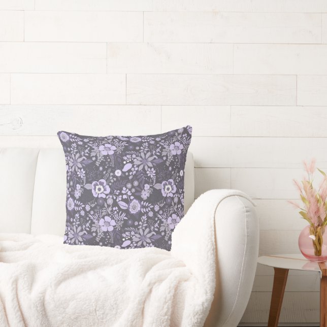 Beautiful retro style blue pastel floral pattern cushion (Couch)