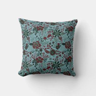 Beautiful retro style blue pastel floral pattern cushion