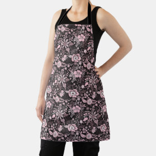 Beautiful retro style pink pastel floral pattern apron