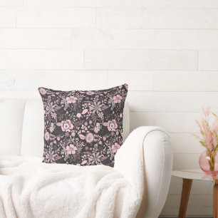 Beautiful retro style pink pastel floral pattern cushion