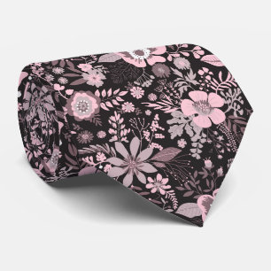 Beautiful retro style pink pastel floral pattern tie