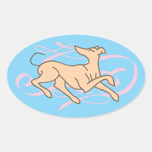 Beautiful Ribbon Hound Oval Sticker (Front)