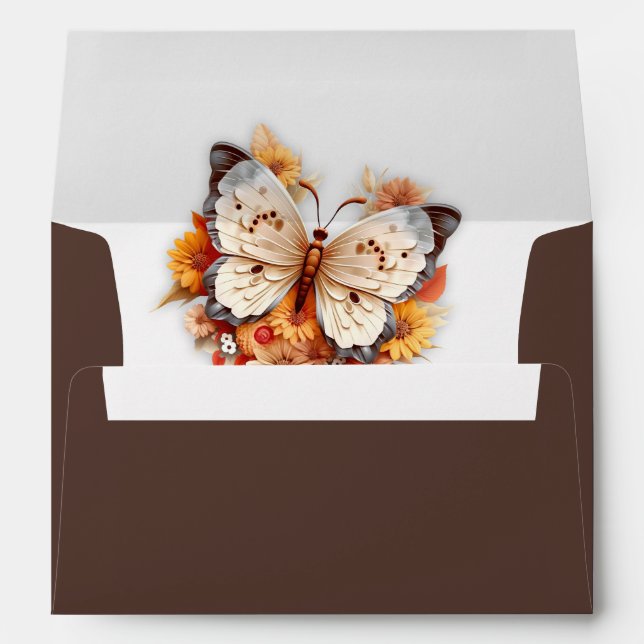 Beautiful Rich Brown Fall Colours Butterfly Envelope (Back (Bottom))