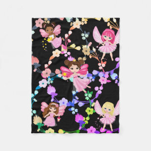 Beautiful ring flowers with fairies fleece blanket