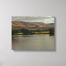 Beautiful River Flowing in Desert with Farmland