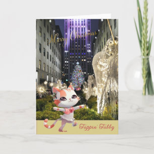 Beautiful Rockefeller Plaza and Tappin’ Tabby Cat Holiday Card