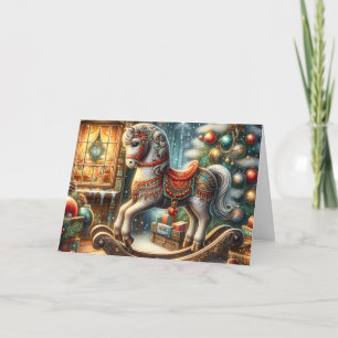 Beautiful Rocking Horse Christmas Holiday Card