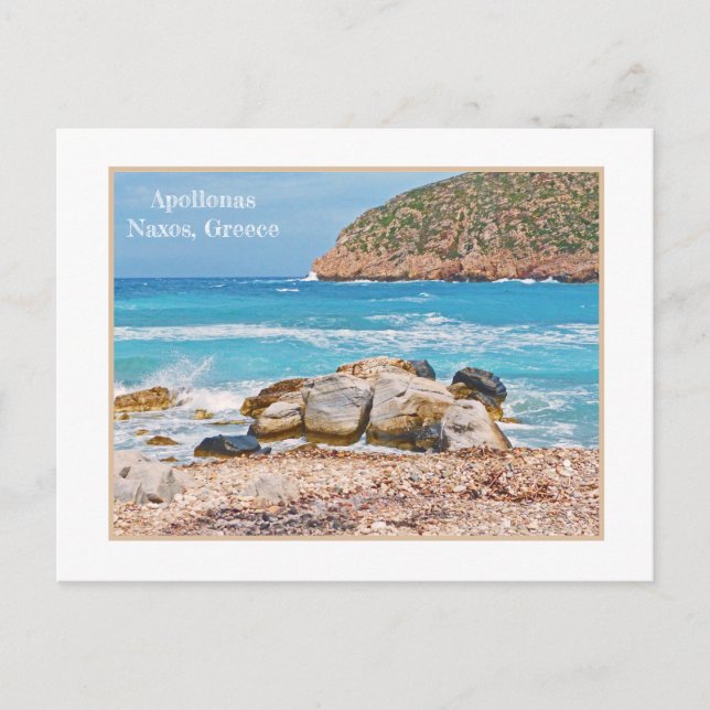 BEAUTIFUL ROCKY APOLLONAS BEACH, NAXOS, GREECE POSTCARD (Front)