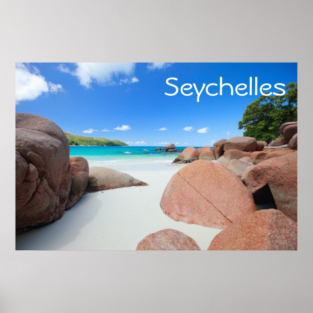 Beautiful rocky coast in Seychelles Poster (Front)