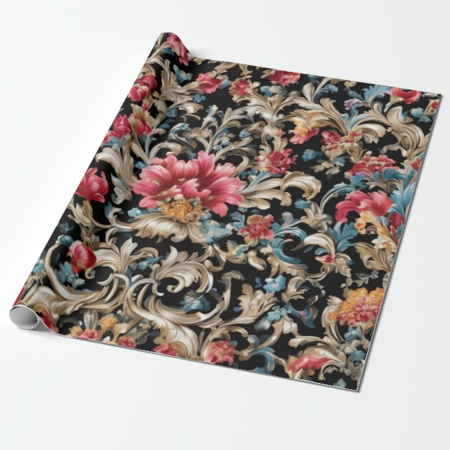 Beautiful Rococo Style  Wrapping Paper (Unrolled)