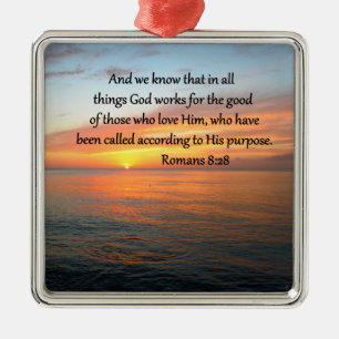 BEAUTIFUL ROMANS 8:28 SUNRISE PHOTO METAL TREE DECORATION