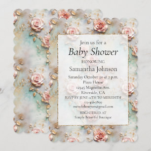Beautiful Romantic Blush Pink Romantic Roses Invitation