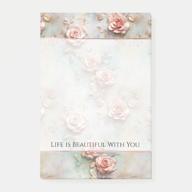 Beautiful Romantic Blush Pink Romantic Roses Post-it Notes (Front)