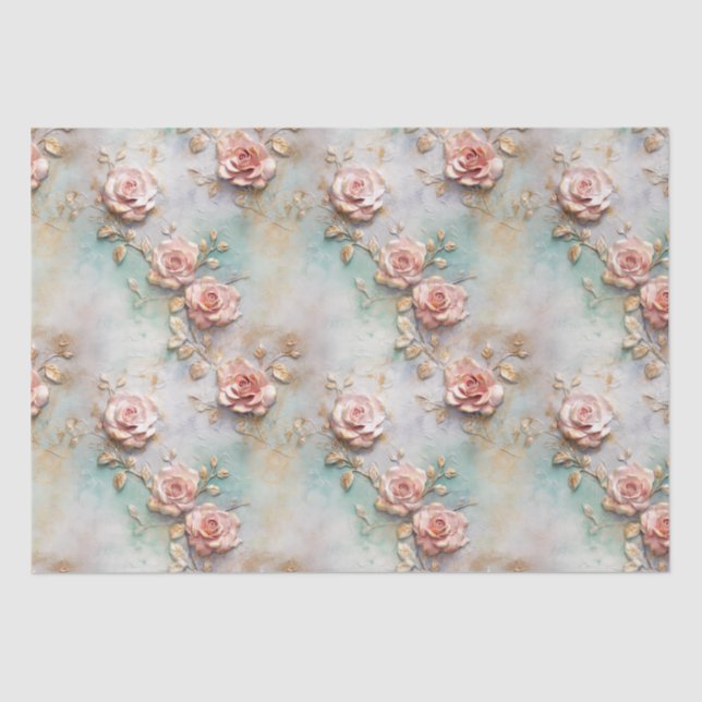 Beautiful Romantic Blush Pink Romantic Roses Tissue Paper (Front)