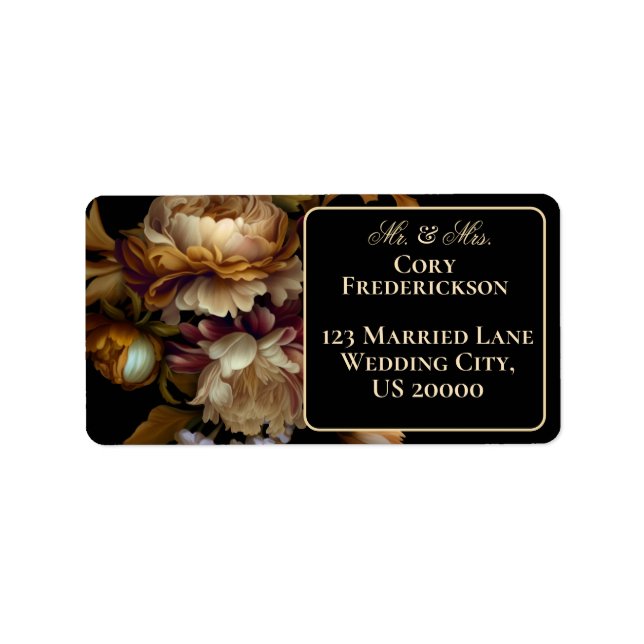 Beautiful Romantic Dark Old World Floral  Label (Front)