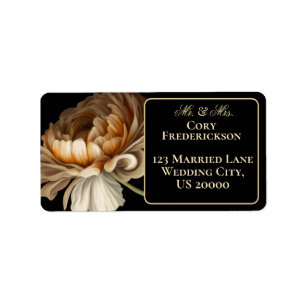 Beautiful Romantic Dark Old World Painted Flower Label