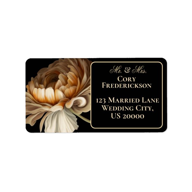 Beautiful Romantic Dark Old World  Painted Flower Label (Front)