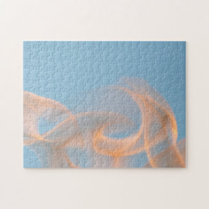 Beautiful Romantic Fire Flames Photography Blue Jigsaw Puzzle