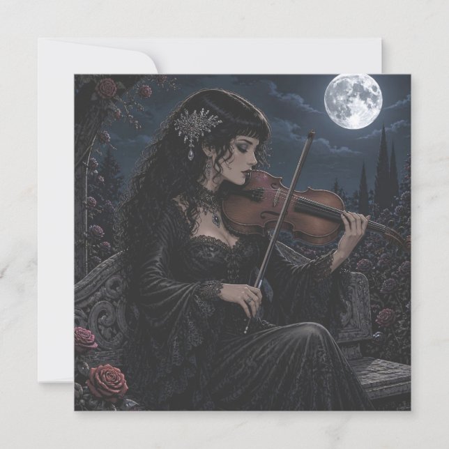 Beautiful Romantic Gothic Beauty Playing Viola   (Front)
