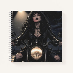Beautiful Romantic Gothic Woman on Motorcycle Notebook