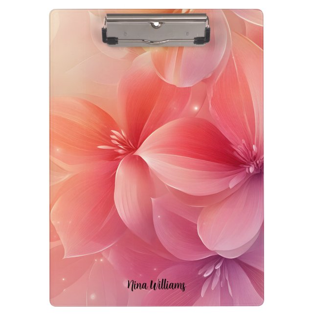 Beautiful Romantic Pink Flower Clipboard (Front)