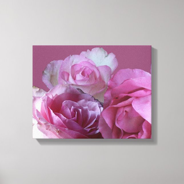 Beautiful romantic pretty pink roses floral art   canvas print (Front)