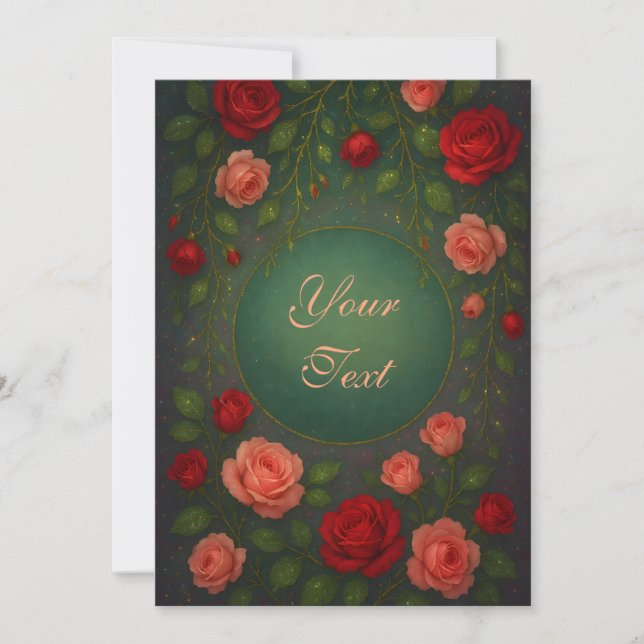 Beautiful Romantic Red and Pink Roses Invitation (Front)